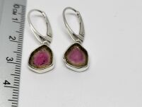 Kolczyki Turmalin Arbuzowy Wiszące Srebro - 6