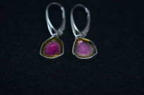 Kolczyki Turmalin Arbuzowy Wiszące Srebro - 3