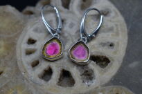 Kolczyki Turmalin Arbuzowy Wiszące Srebro - 5