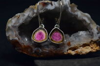 Kolczyki Turmalin Arbuzowy Wiszące Srebro - 7