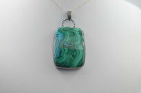 Zawieszka Malachit z Chryzokolą Srebro 925 Rękodzieło - 12