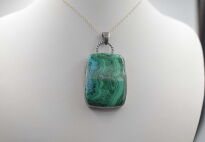 Zawieszka Malachit z Chryzokolą Srebro 925 Rękodzieło - 14