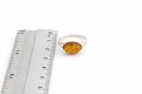 Pierścionek srebrny 925 z bursztynem owal klasyczny elegancki - 15