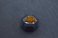 Pierścionek srebrny 925 z bursztynem owal klasyczny elegancki - 6