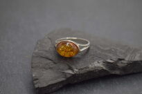 Pierścionek srebrny 925 z bursztynem owal klasyczny elegancki - 9