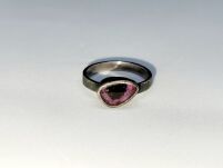 Pierścionek Turmalin Różowy Rubelit r.16 Srebro 925 Z Inkluzją Czarnego Turmalinu - 6