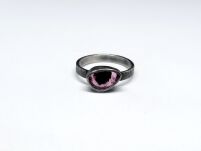 Pierścionek Turmalin Różowy Rubelit r.16 Srebro 925 Z Inkluzją Czarnego Turmalinu - 2