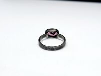 Pierścionek Turmalin Różowy Rubelit r.16 Srebro 925 Z Inkluzją Czarnego Turmalinu - 11
