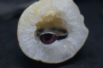 Pierścionek Turmalin Różowy Rubelit r.16 Srebro 925 Z Inkluzją Czarnego Turmalinu - 3