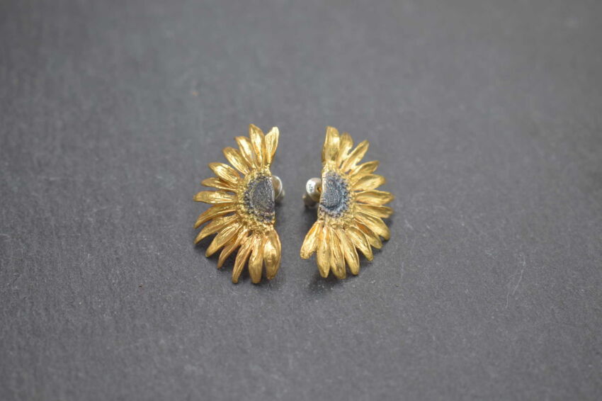 Kolczyki Słonecznik Kwiaty Słonecznika Kolczyki Sztyft Srebro 925