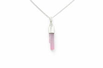 Turmalin różowy rubelit naturalny surowa zawieszka srebro 925 unikat rękodzieło - 2