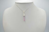 Turmalin różowy rubelit naturalny surowa zawieszka srebro 925 unikat rękodzieło - 6