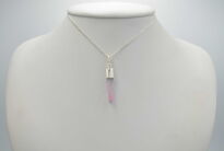 Turmalin różowy rubelit naturalny surowa zawieszka srebro 925 unikat rękodzieło - 8