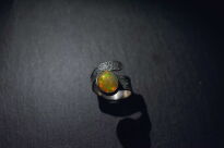 Pierścionek srebrny z opalem etiopskim duży pomarańczowy owal | ręcznie wykonany - 12