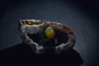 Pierścionek srebrny z opalem etiopskim duży pomarańczowy owal | ręcznie wykonany - 13