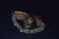 Pierścionek srebrny z opalem etiopskim duży pomarańczowy owal | ręcznie wykonany - 9