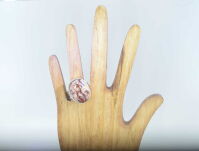 Pierścionek z Opalem Meksykańskim w Skale Macierzystej  Rękodzieło w Srebrze 925 r.17 - 12