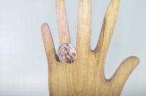 Pierścionek z Opalem Meksykańskim w Skale Macierzystej  Rękodzieło w Srebrze 925 r.17 - 5
