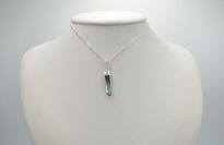 Turmalin zielony naturalny surowa zawieszka srebro 925 rękodzieło unikat - 11