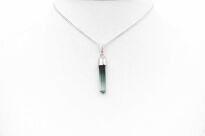 Turmalin zielony naturalny surowa zawieszka srebro 925 rękodzieło unikat - 4