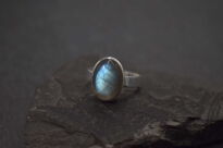 Pierścionek srebrny 925 z labradorytem naturalnym owal ręcznie robiony unikat r.18 - 12