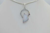 Wisiorek Opal Etiopia i Granat Srebro 925 i Mała Złota Kuleczka - 11