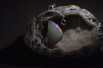 Wisiorek Opal Etiopia i Granat Srebro 925 i Mała Złota Kuleczka - 13