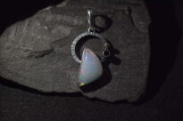 Wisiorek Opal Etiopia i Granat Srebro 925 i Mała Złota Kuleczka - 9