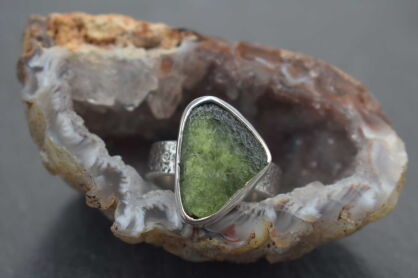 Pierścionek Mołdawit Wełtawit r.16 Srebro 925 Rękodzieło