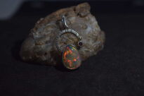 Wisiorek z Opalem z Etiopii i Granatem Srebro 925 i Mała Złota Kuleczka - 14