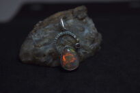 Wisiorek z Opalem z Etiopii i Granatem Srebro 925 i Mała Złota Kuleczka - 4