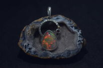 Wisiorek z Opalem z Etiopii i Granatem Srebro 925 i Mała Złota Kuleczka - 6