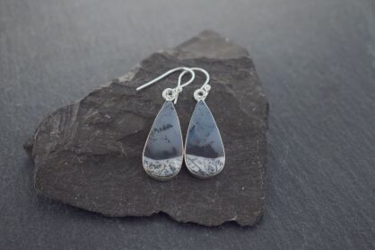 Kolczyki z Agatem dendrytowym Srebro 925 Agat Drzewiasty rękodzieło