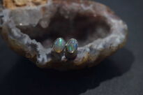 Srebrne kolczyki z naturalnym opalem etiopskim owalne srebro 925 - 11