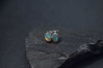 Srebrne kolczyki z naturalnym opalem etiopskim owalne srebro 925 - 5