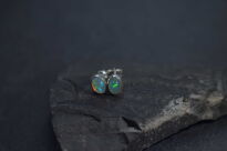 Srebrne kolczyki z naturalnym opalem etiopskim owalne srebro 925 - 7